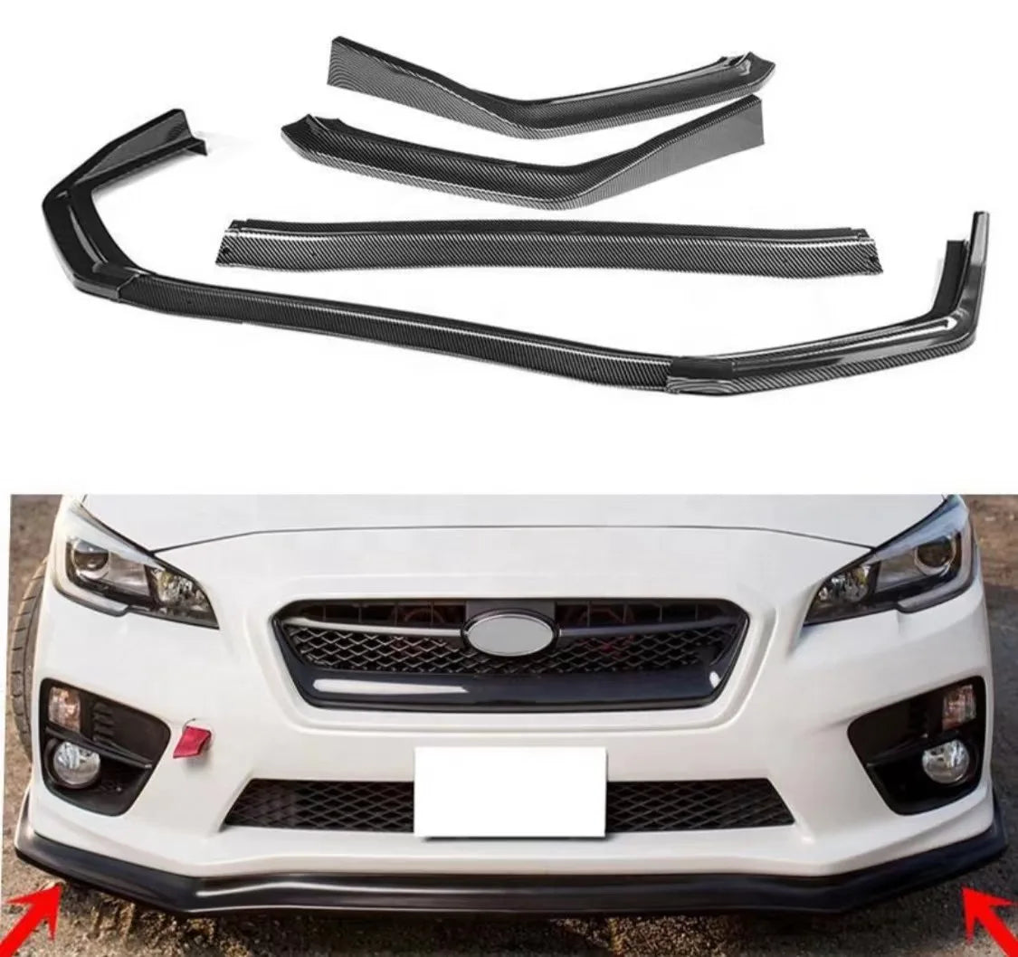 3Pcs Carbon Look Car Front Bumper Splitter Lip Chin Spoiler Diffuser