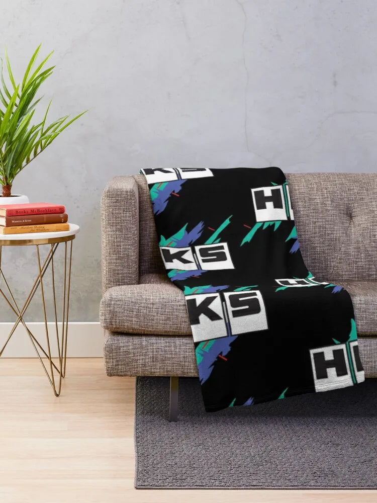 Vintage HKS Vaporwave Throw Blanket Designer Blanket