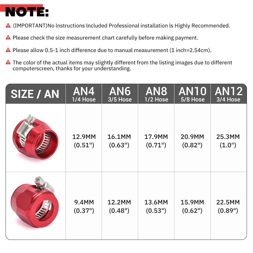 1pc AN4 AN6 AN8 AN10 AN12 Car Hose Finisher Clamp Radiator Modified