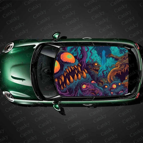 Abstract Psychedelic Monster Car Roof Sticker Wrap Racing SUV