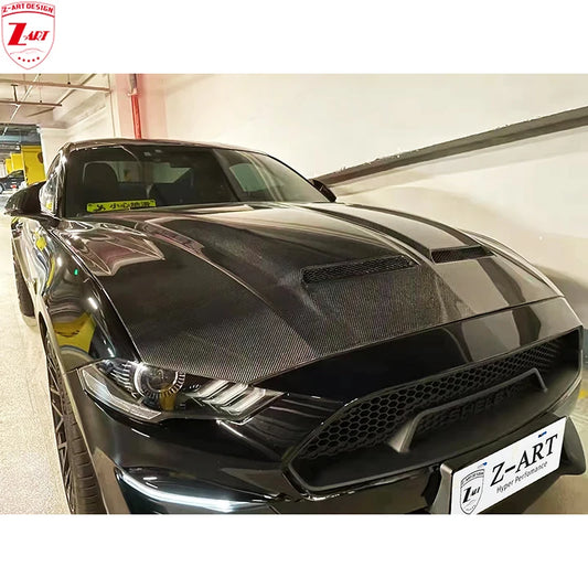 Z-ART Carbon Fiber Engine Hood for 2018-2021 Ford Mustang Carbon Fiber