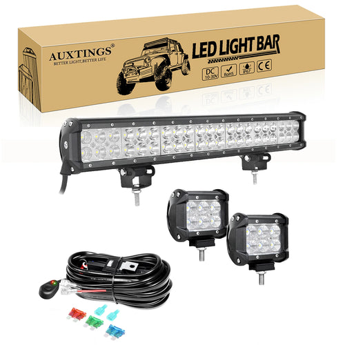 3D 20- 44in 126W-288W Off Road LED Light Bar with 2x18W Flood Work