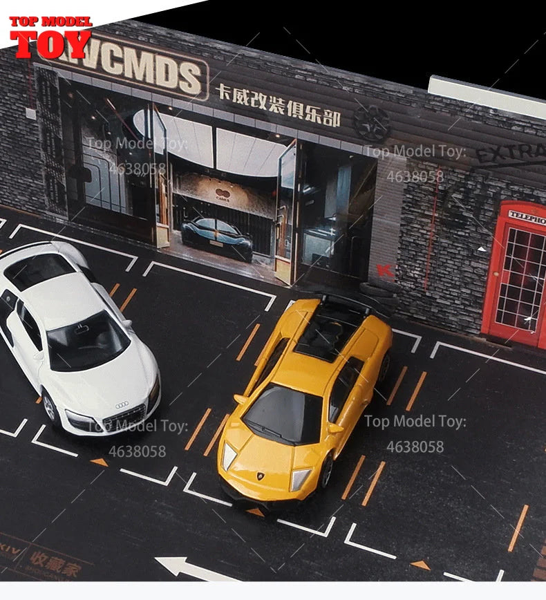 1/64 Scale Single Story Parking Lot Model Simulated Car Garage Scene