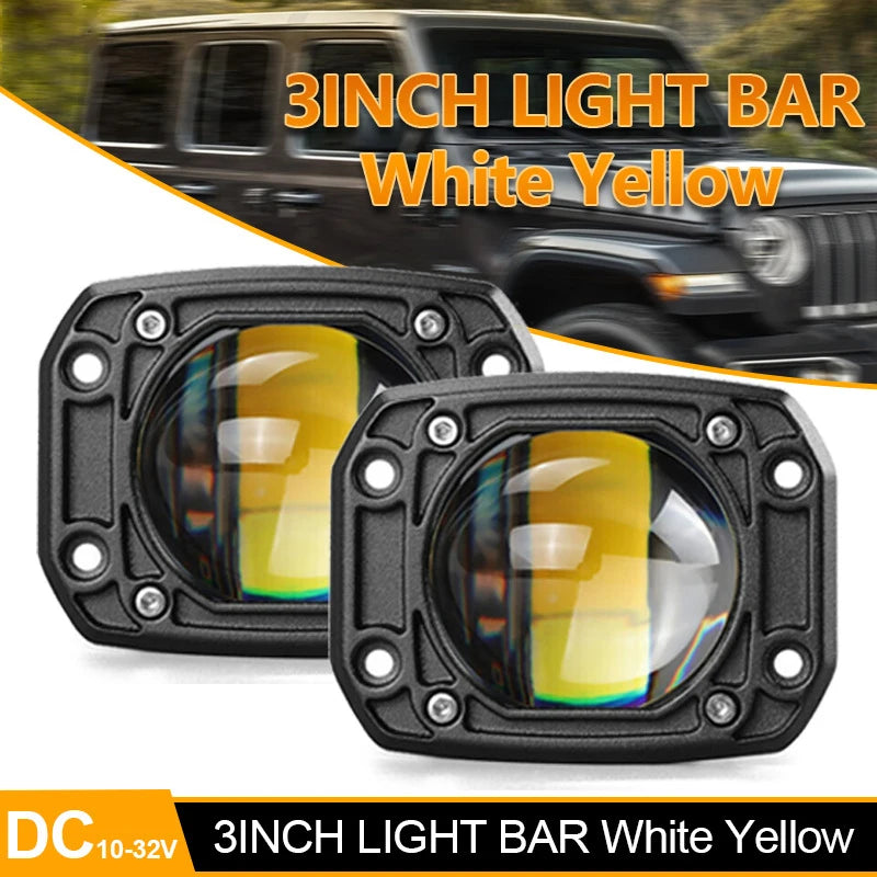 3 Inch 8D LED Lens Work Light 40W Dual Color 3inch Fog Lamp Driving