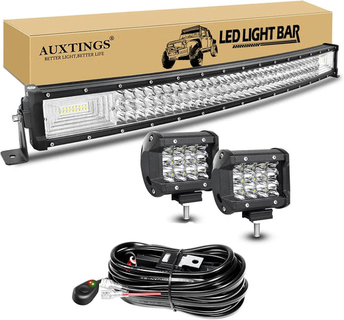 7D 22 - 52in Curved 270W-675W Off Road LED Light Bar with 2x36W Work