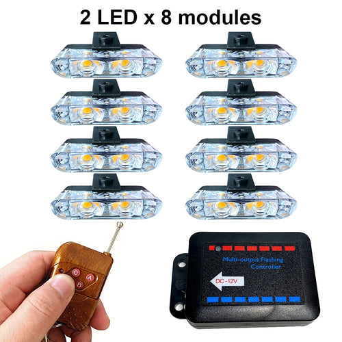 2LED Wireless Remote Car Strobe Light Police Emergency Warning Lamp