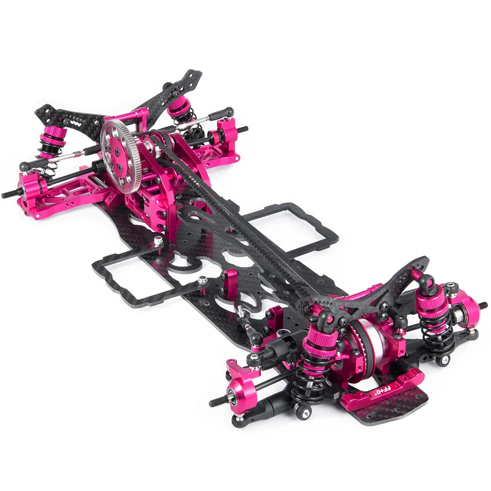 YEAHRUN Alloy & Carbon RC Car Chassis Frame with 4 Wheels 256mm