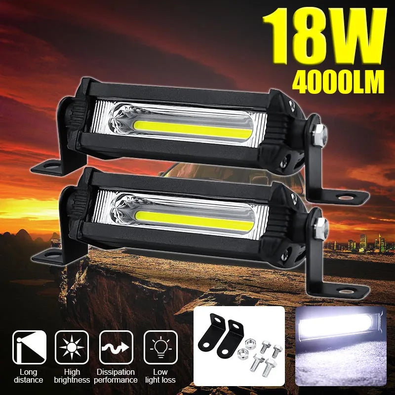 4''7''12V 24V Spotlight COB Work Light Bulb Spot Beam Bar aluminum