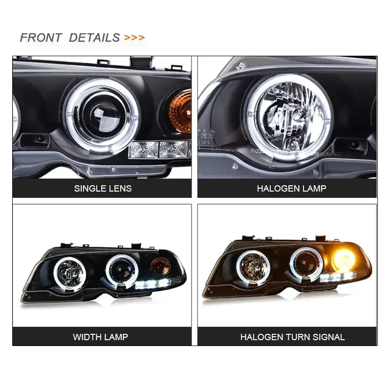 SJC Car Parts Upgraded LED Angel Eyes Headlamps Assembly For BMW 3