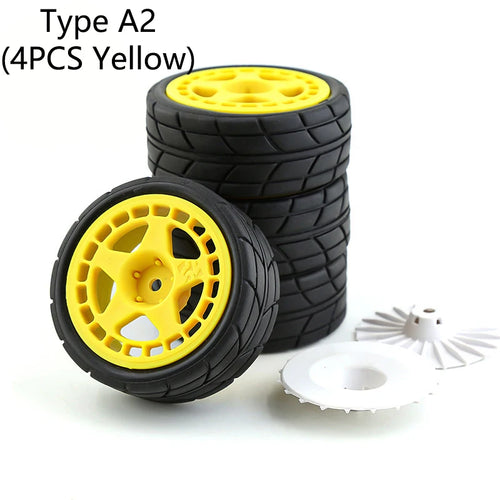 4Type RC Rally Car Plastic Wheel Rim Rubber Tires for 1/10 Model Car