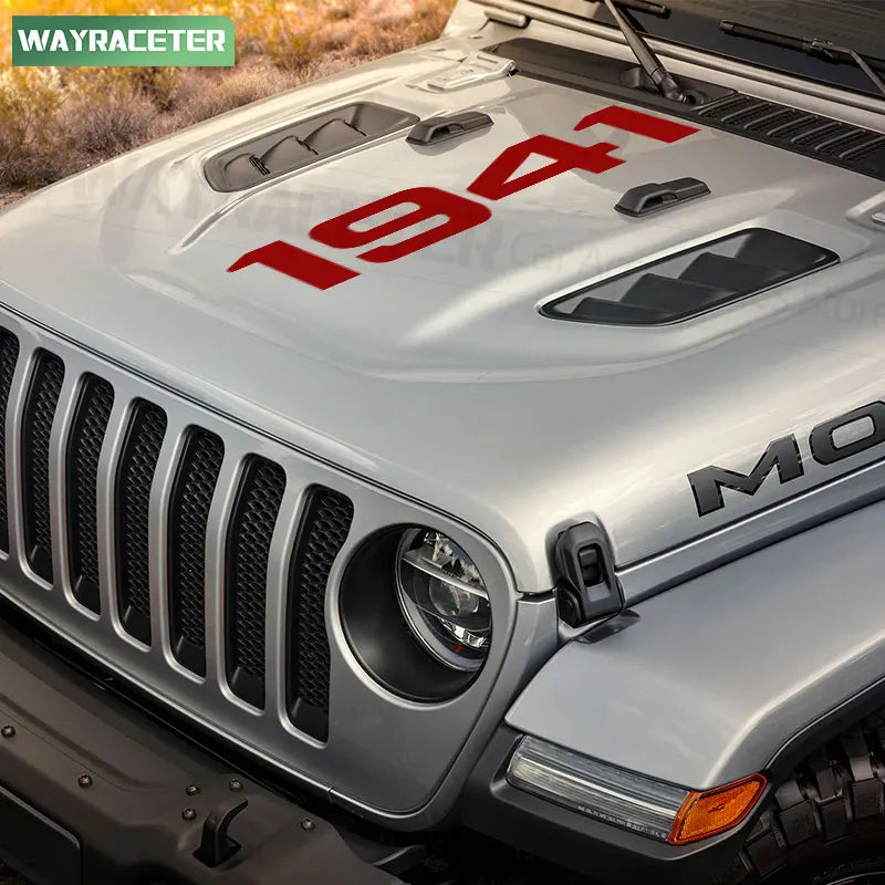 Reflective Hood Engine Cover Vinyl Sticker For Jeep Wrangler JL 2024