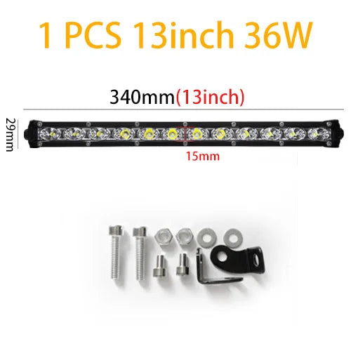 7'' 13'' inch Slim LED Light Bar Single Row 18W 36W 12V Daytime