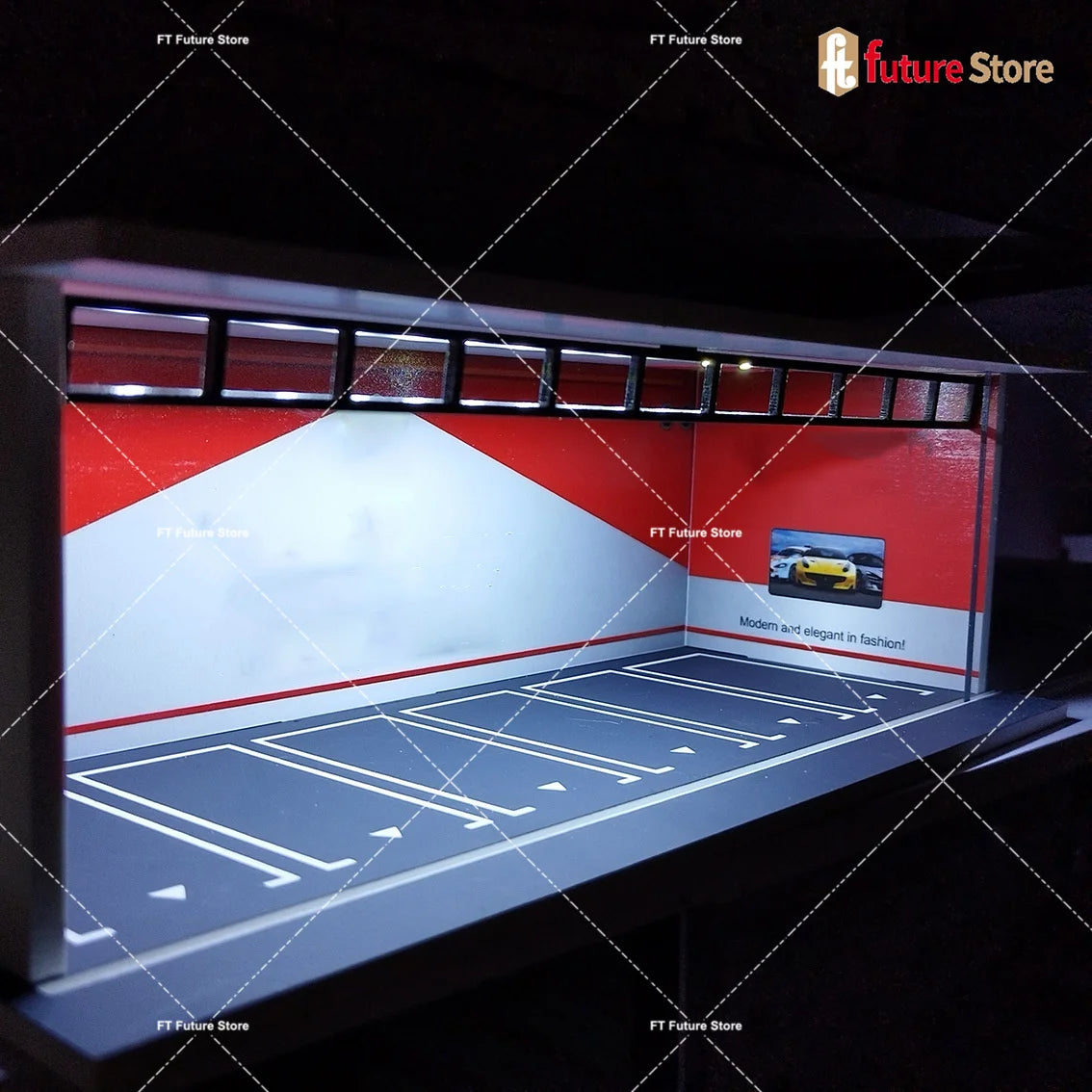 1/64 Garage Scene Model with Light Assembled Parking Lot Diorama