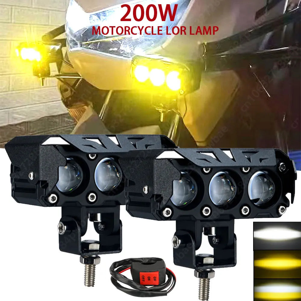 Universal Motorcycle  LED Fog Lights 200W 12V 24V Lens Spotlight