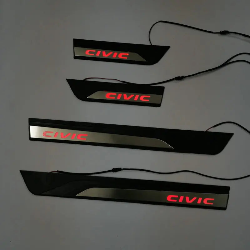 4 PCS For Honda Civic 10TH 2016-2023 Stainless Steel LED Door Sill