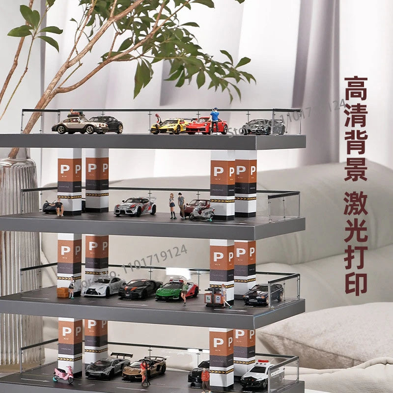 1/64 Scale Simulated Open-air Parking Lot Four Floors Acrylic Car