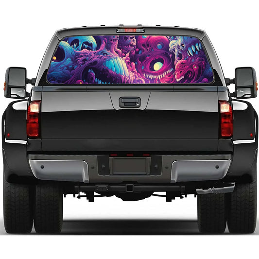 Abstract Psychedelic Monster Car Rear Window Decal Fit