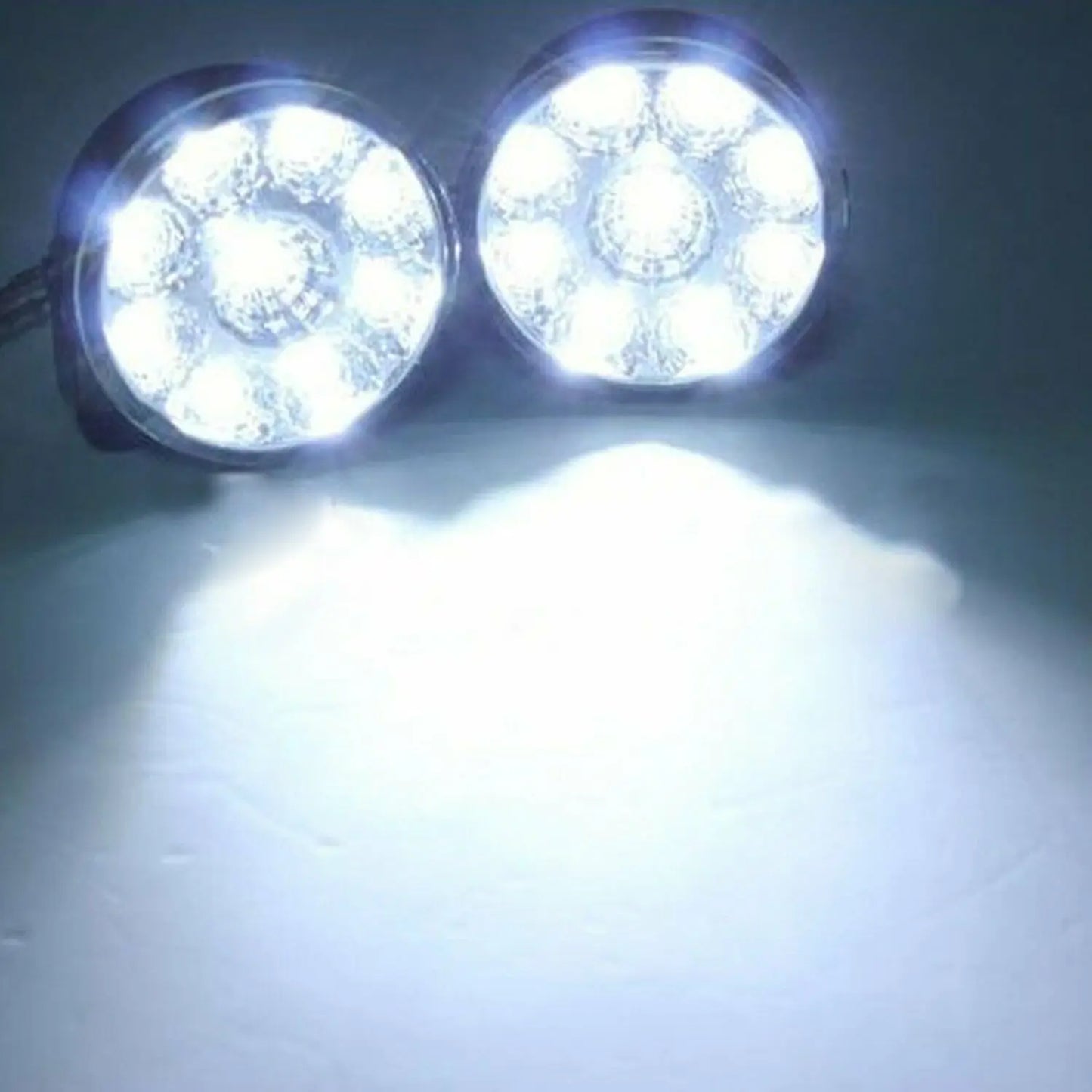 2PCS Round Daytime Running Light 9 LED Car Headlight Spot Light 12V