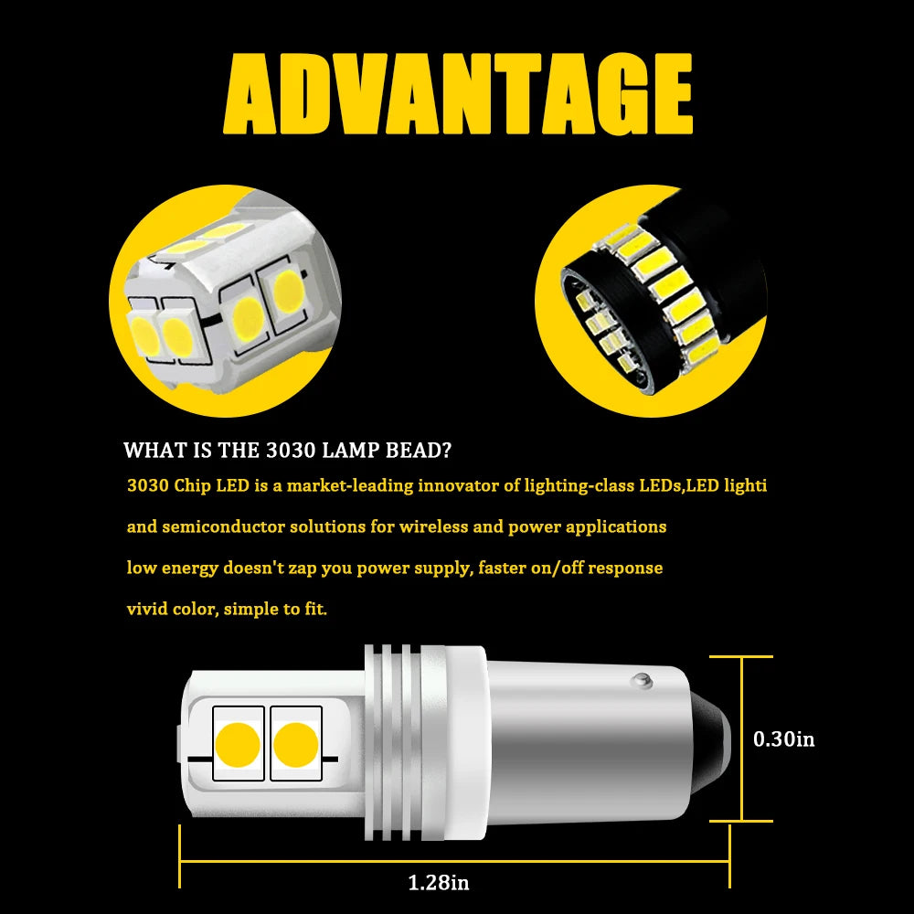 2PCS Xenon Error Free White Bay9s H21W 64136 LED Bulbs For Volkswagen