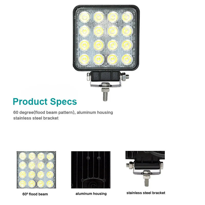 ZK30 DS 4x4 LED Spot/Flood Work light 9-30V Car 48W 6000LM 64W 8000LM