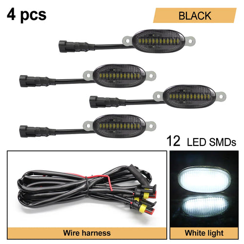 12 SMD White Amber Car Light LED Front Grille Running Lights For