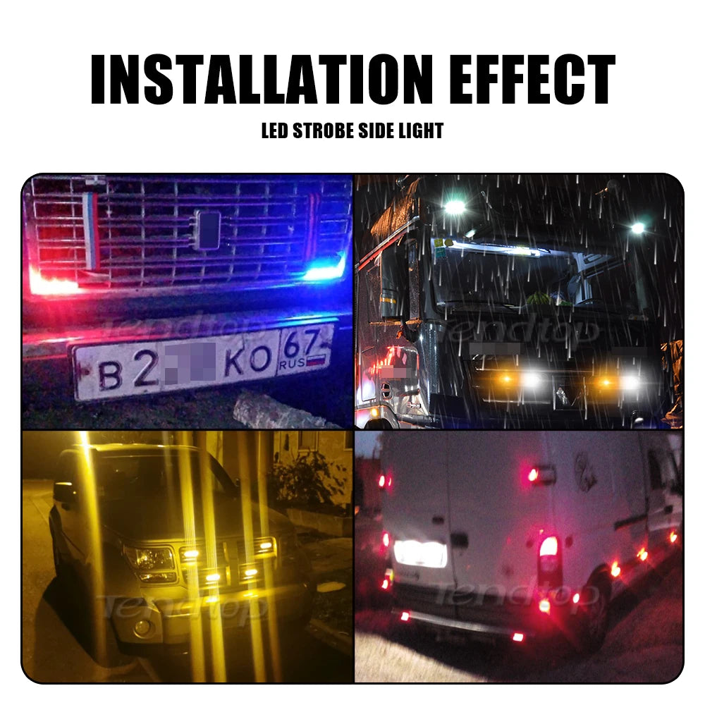 6 LED Emergency Strobe Lights Side Lamp For Car Truck SUV Van Off Road