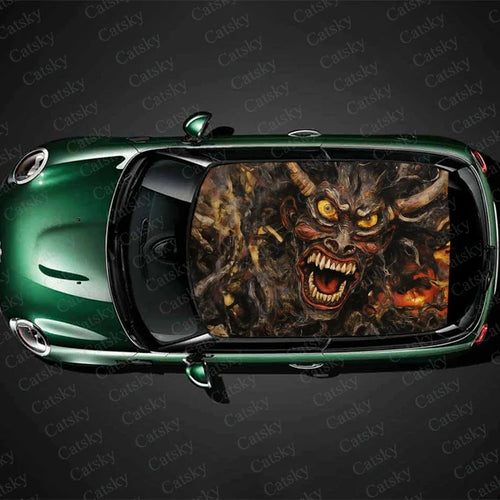 Scary Monster Design Car Roof Sticker Wrap Racing SUV Accessories