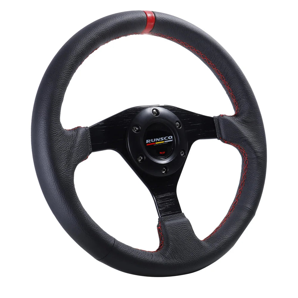 320mm Flat Steering Wheel Leather Racing Drift Pc Sim Game Steering