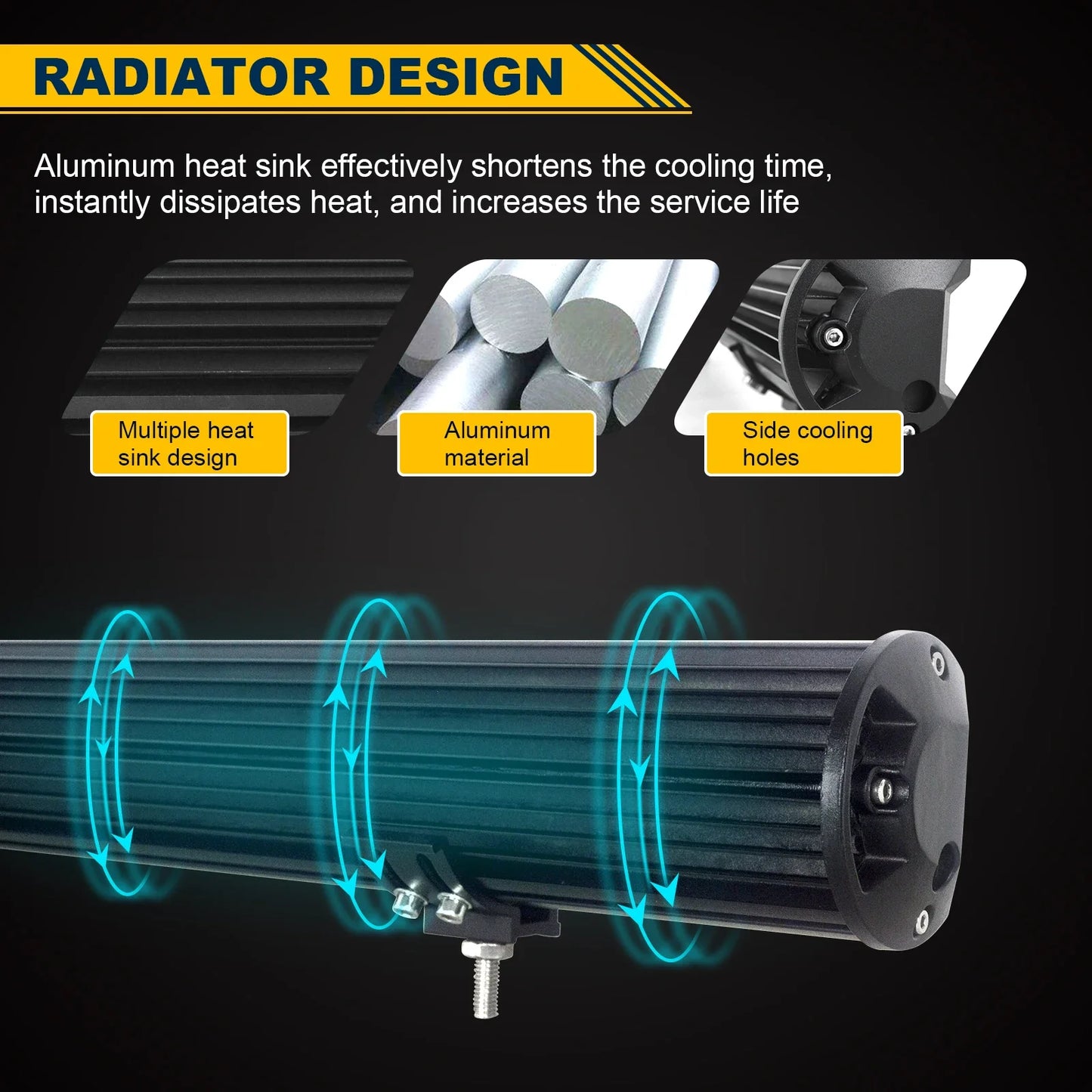 8D 9 - 23in 180W-480W Off Road LED Light Bar with 2x60W Work Light