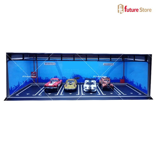 1/64 Garage Scene Model with Light Assembled Parking Lot Diorama