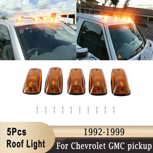 5Pcs Cab Marker Light with Harness Amber Truck Roof Daytime Running