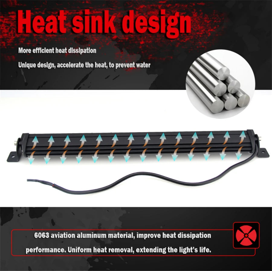 20" /13"/ 8" Aluminum 6D Spot Beam Slim LED Work Light Bar Single Row