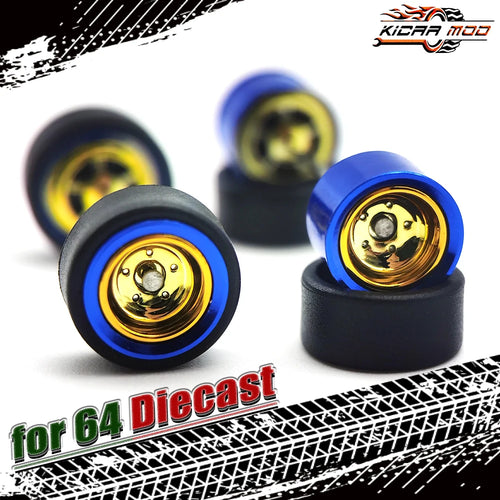 1/64 Wheels For Model Car with Rubber Tires Metal Rims Electroplating