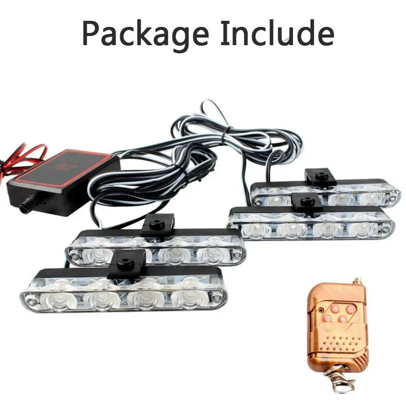 12V 4in1 16LED Strobe Grille Light Car Flashing Emergency Warning