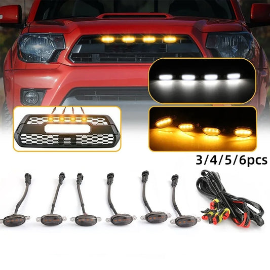 Universal Car Front Grille LED Light Modification 4LED Grill Light