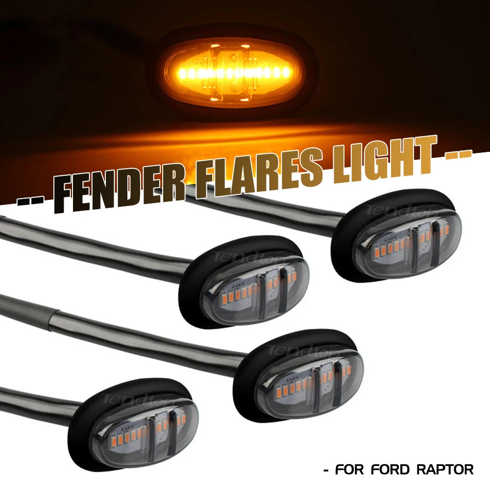 4x Smoked Lens Amber Car Light LED Front Grille Running Lights for For