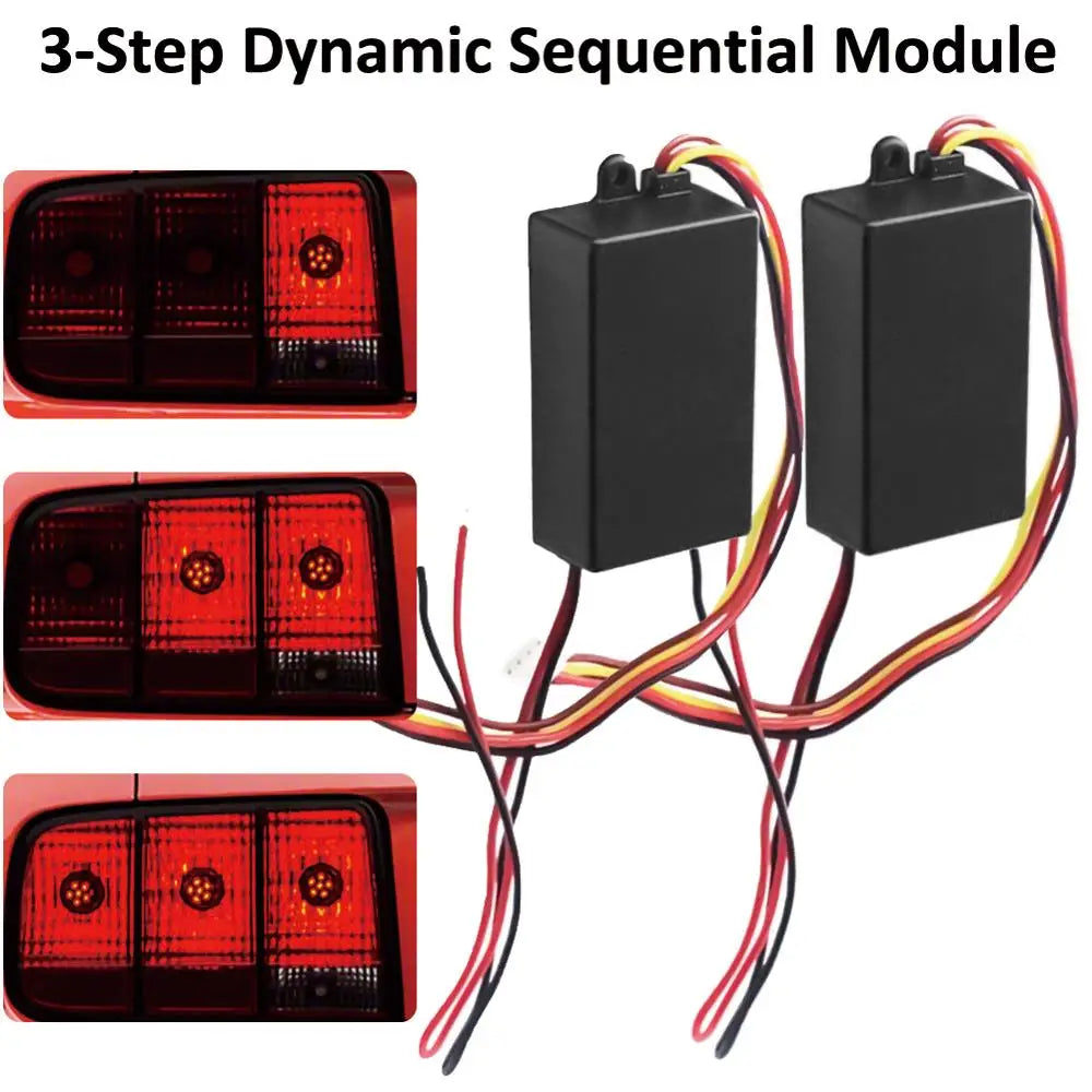 3-Step Sequential Dynamic Chase Flash Module Boxes Mustang Front Rear