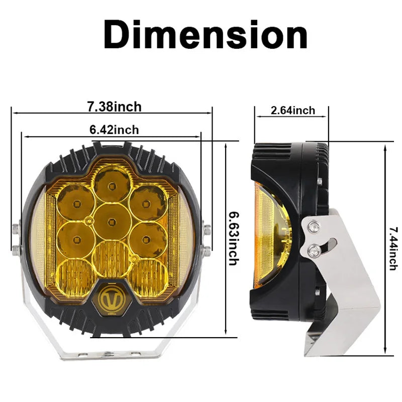 ZK20 LED fog driving light 7 inch 90w 3000K 4300K yellow off road spot