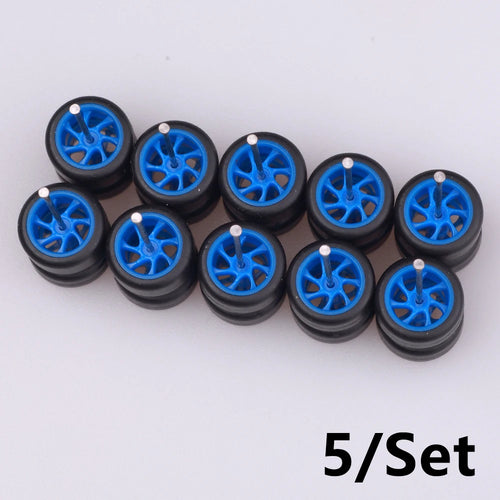 5Sets 1/64 Alloy Car Wheels With Rubber Tires Model Car Modified Parts