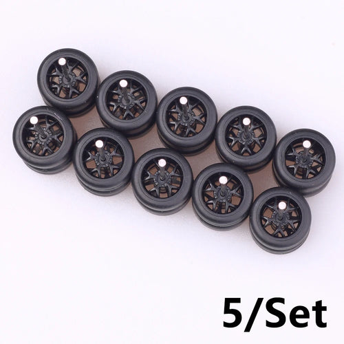 5Sets 1/64 Alloy Car Wheels With Rubber Tires Model Car Modified Parts