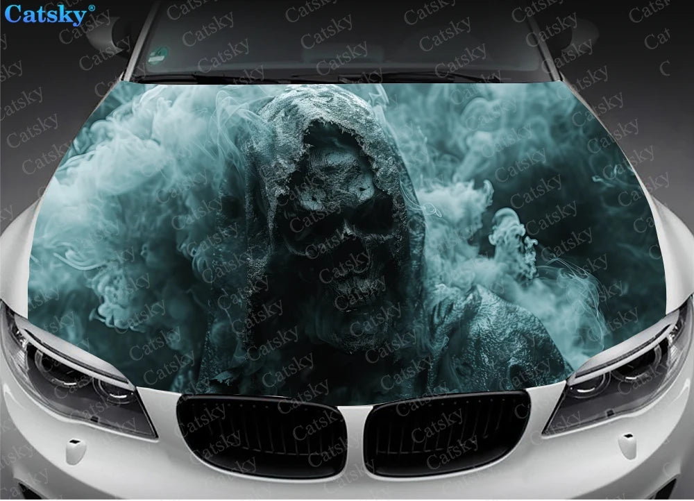 Scary Monster Design Car Hood Vinyl Stickers Wrap Vinyl Film Engine