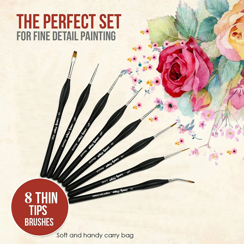 8pcs Small Detail Paint Brush Set, Hobby Art Professional Thin