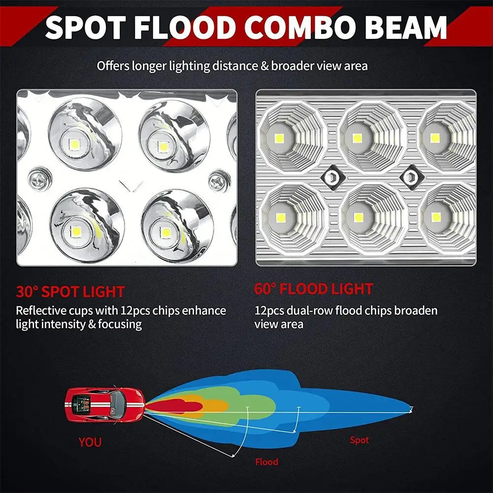 12-inch 72w Work Light Led Spotlight Dome Lamp 6000k Waterproof Double