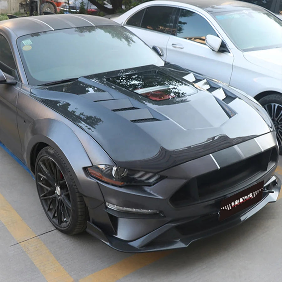 With Transparent Glass Carbon Fiber Hood For Ford Mustang 2018 2019