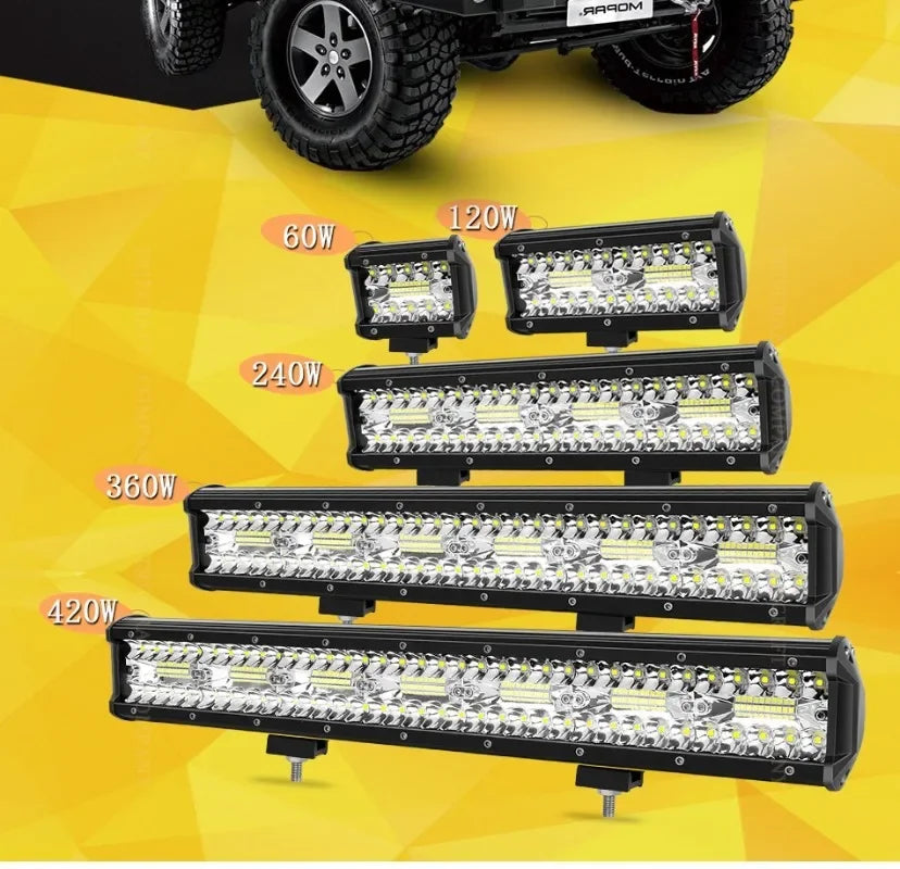 Three-eyed Strip Lamp Off-road Vehicle Car Work Light Modification