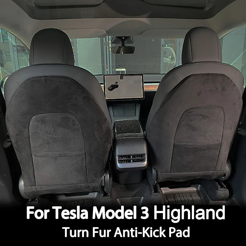 2024 For Tesla Model 3 Highland Turn Fur Suede Seat Back Anti Kick