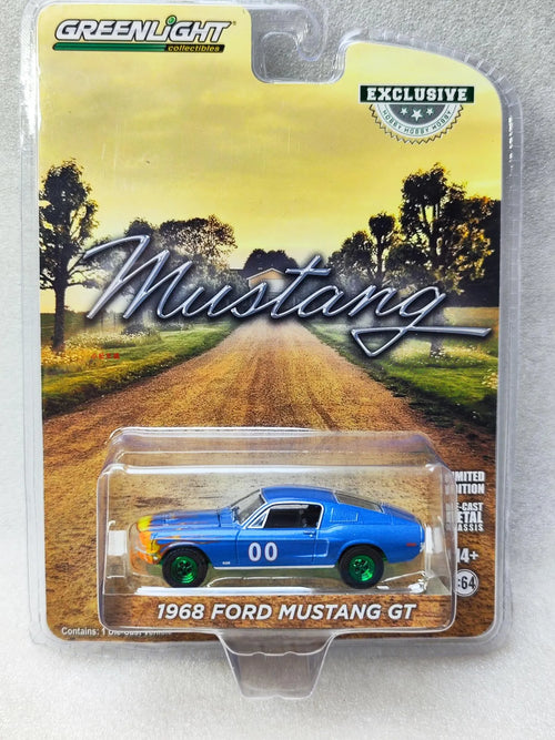 1: 64 1968 Ford Mustang GT Fastback Race Car # 00 green model