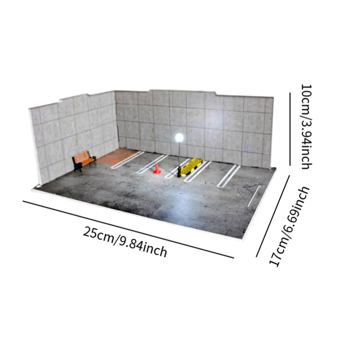 1/64 Display Parking Lot Sturdy Simulation Cement Wall Parking Scene