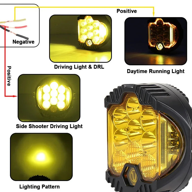 ZK20 LED fog driving light 7 inch 90w 3000K 4300K yellow off road spot