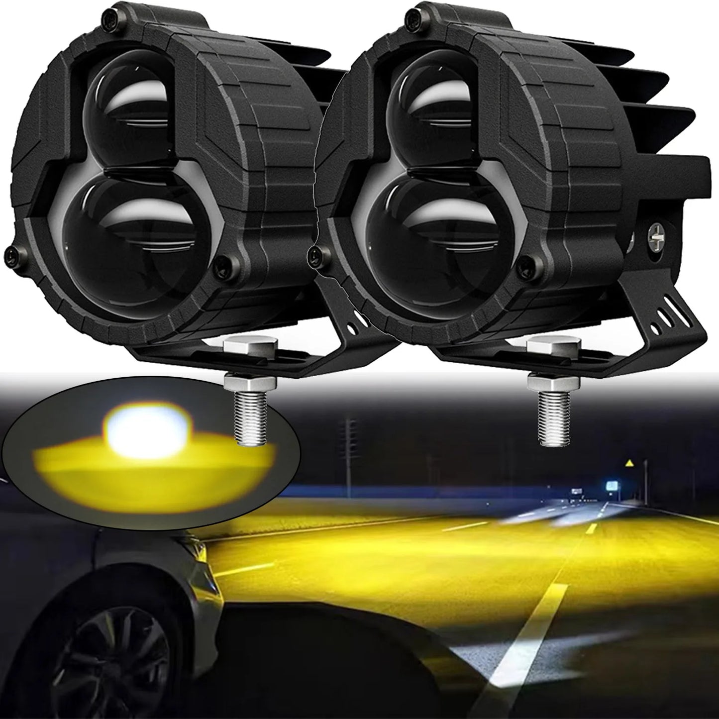 3in LED Pods Light White Amber High Low Combo Beam Led Work Fog